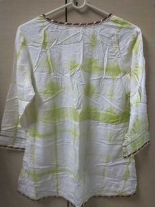 White &amp; Green Kurta