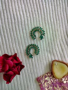 Emerald Green Leaf Earrings