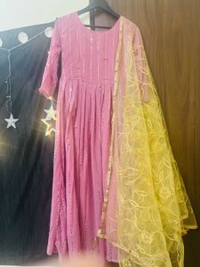 Elegant Pink Anarkali Kurta Set