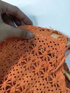 Orange Knitted Beach Vibes Tops