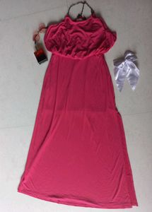 Pink Maxi Dress with Chain Straps