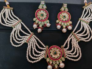 Pearl Kundan Necklace & Earring Set