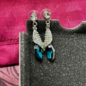 Silver &amp; Teal blue Necklace, Earring Combo