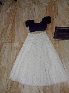 Elegant Purple &amp; White Davani Set Ready To Wear