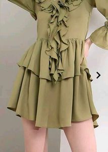 Shein flounce sleeve ruffled mini skater dress