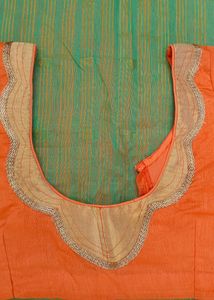 orange  green colour combination saree