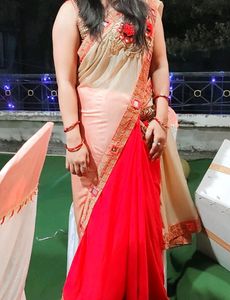Heavy real mirror work saree