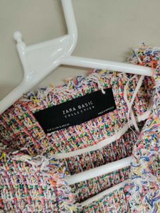 Zara Basic Confetti Metallic Tweet Jacket