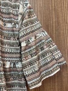 Hues of Brown and Green Patterned Top