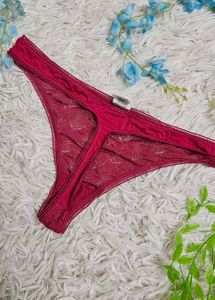 Burgundy Lace Thong