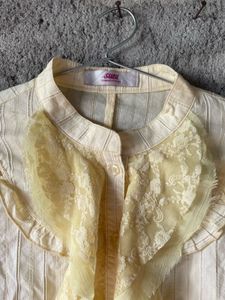 Vintage Victorian Style Ruffle Blouse- Lace Detail