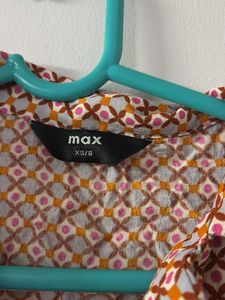 Printed Lapel Collar Crop Shirt