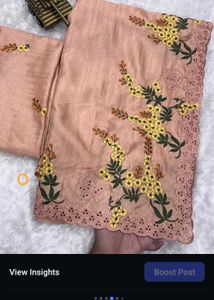 Elegant Black Floral Embroidered Saree