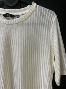 White Round Neck Top