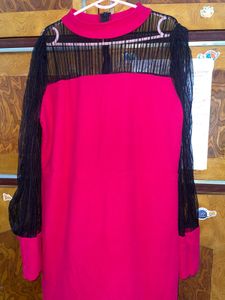 Chic Rani Pink With Black Mesh Detailing Dress XL