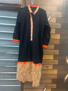 Elegant Black & Orange Kurta