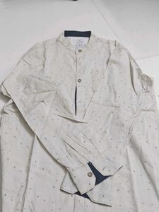 Beige Dotted Button-Up Shirt