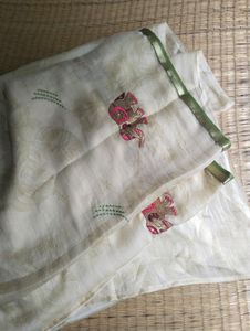 Elephant Printed Saree With Blouse