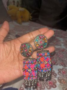 Colour Full Silver Earrings