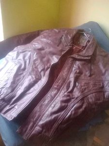 Burgundy Leather Bomber Jacket