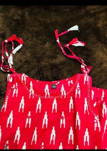 Red Printed Kurta