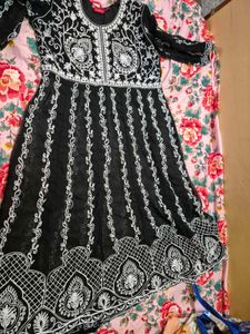 Embroidered Black Anakali With Stylish Duppta