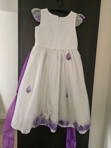 Elegant White & Purple Girls Dress
