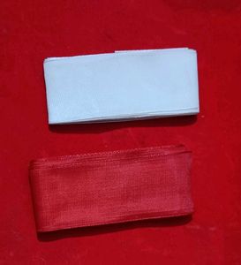 White and red ribbon hair accessories
