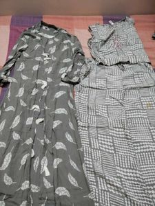 Grey Printed Night Suit Set