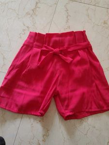 Red Tie Waist Shorts