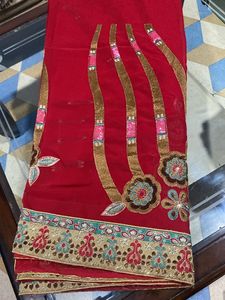 Heavy Red Sari With Blouse