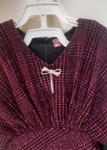 Girls Maroon Plaid Dress