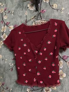 Red Cute Crop Top