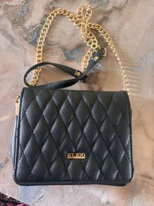 Kleio Black Quilted Crossbody Bag