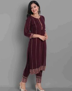 Elegant Plum Embroidered Salwar Kameez