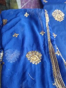 Blue &amp; Gold Embroidered Salwar Suit