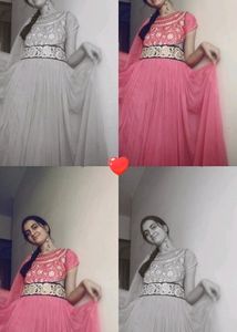 Ethnic gown pink with embroidery