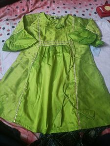 Branded Green Silk Kurta With Sharara