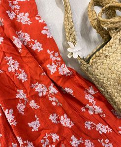 Pinteresty Red Floral Dress with slit