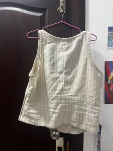 Striped Sleeveless Coord: Vest And pants Set