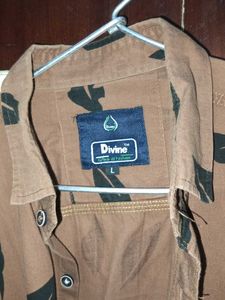Brown Leaf Print Shirt