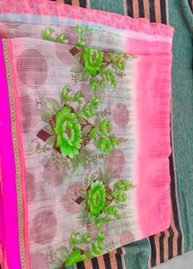 Pink Floral Saree with Blouse