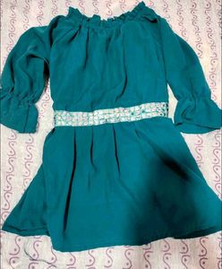 Chic Teal Off-Shoulder Dress