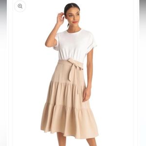 Donna Morgan Women&#39;s Tan and Cream Dress
