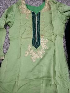 Elegant Green Palazzo Kameez Suit With Dupatta