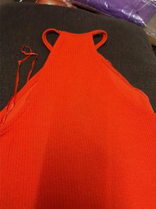 Orange Halter Neck Crop Top