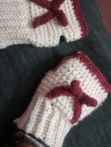 Handmade Crochet Bow Wrist Warmers