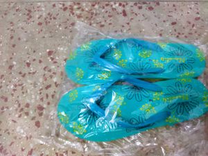 Blue Floral Flip Flops