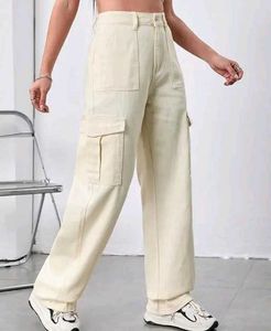 Beige Cargo Jeans