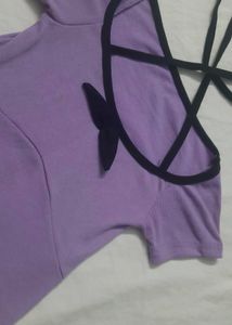 Purple &amp; Black Bow Top